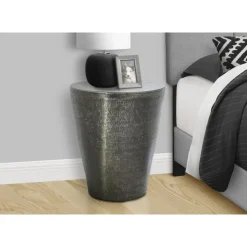 Monarch Accent table - 22"h / grey iron metal drum end - Silver Outlet