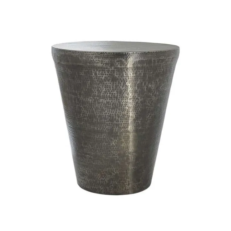 Monarch Accent table - 22"h / grey iron metal drum end - Silver Outlet