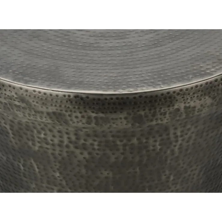 Monarch Accent table - 22"h / grey iron metal drum end - Silver Outlet