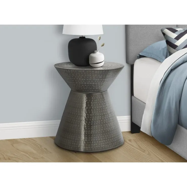 Monarch Accent table - 22"h / grey iron metal drum end - Silver Sale