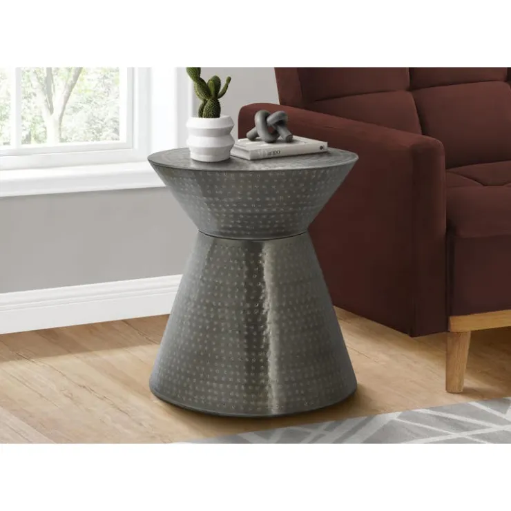 Monarch Accent table - 22"h / grey iron metal drum end - Silver Sale