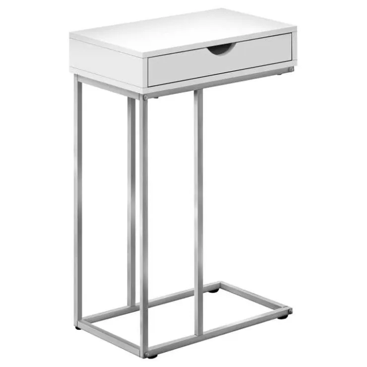 Monarch Accent table - 25"h / / silver metal - White
