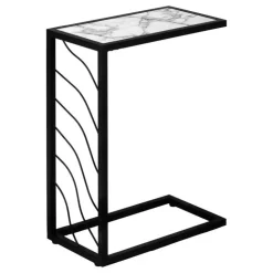 Monarch Accent table - 25"h / marble-look / black metal - White Best