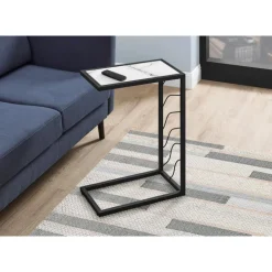 Monarch Accent table - 25"h / marble-look / black metal - White Best