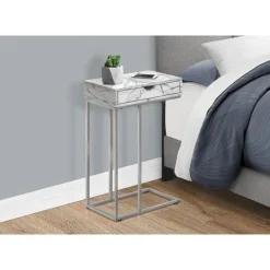 Monarch Accent table - 25"h / marble / silver metal - White Hot