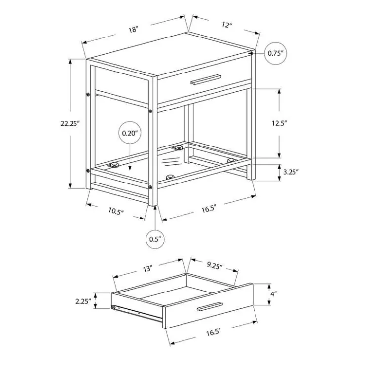 Monarch Accent table - 22"h / / silver metal/ tempered glass - White Online