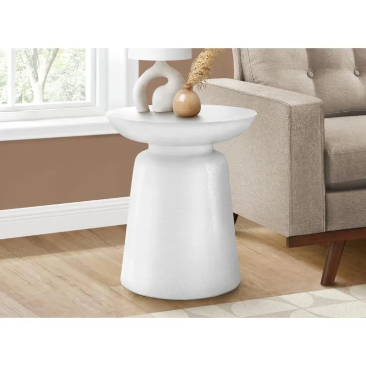 Monarch Accent table - 22"h / textured iron metal drum end - White Discount