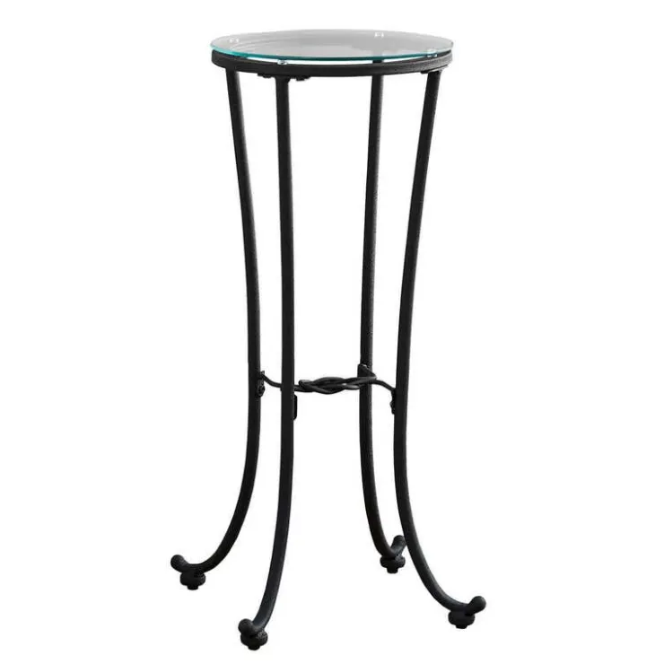Monarch Accent table - hammered metal with tempered glass - Black Best