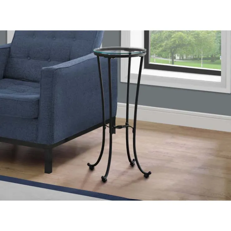 Monarch Accent table - hammered metal with tempered glass - Black Best
