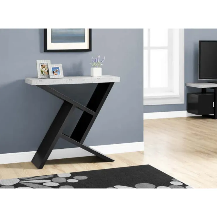 Monarch Accent table - 36"l / / cement-look hall console - Black Best