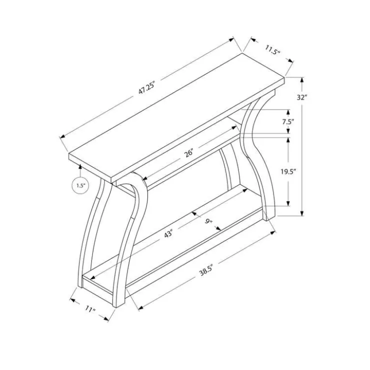 Monarch Accent table - 47"l / hall console - Black Clearance