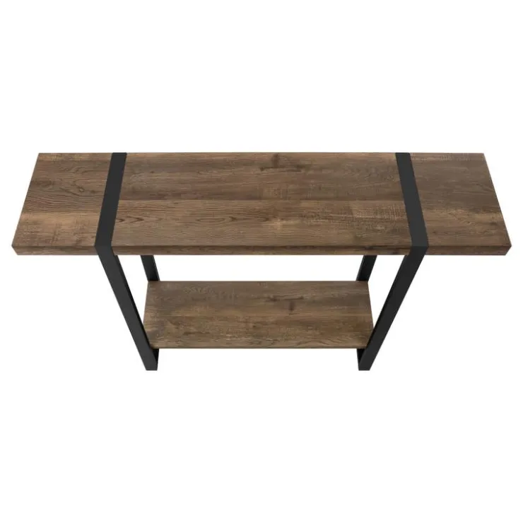Monarch Accent table - 48"l / reclaimed wood-look / black - Brown