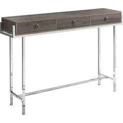 Monarch Accent table - 48"l / / chrome metal - Dark Taupe New