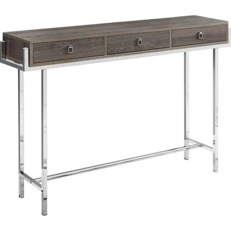 Monarch Accent table - 48"l / / chrome metal - Dark Taupe New