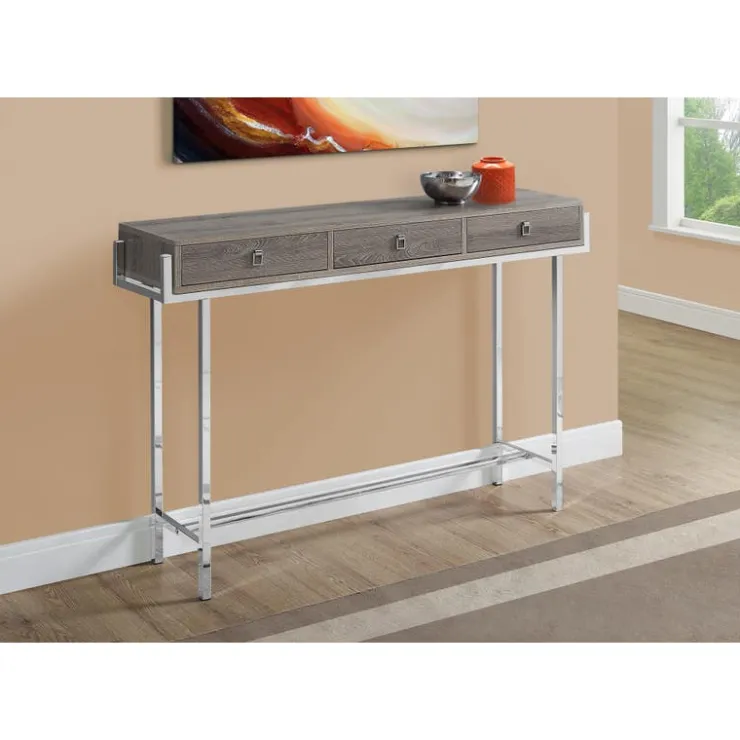 Monarch Accent table - 48"l / / chrome metal - Dark Taupe New