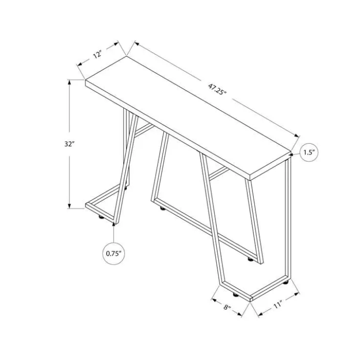 Monarch Accent table - 48"l / / chrome metal - Dark Taupe Clearance