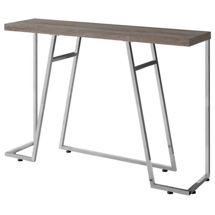 Monarch Accent table - 48"l / / chrome metal - Dark Taupe Clearance