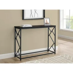 Monarch Accent table - 44"l / / black metal hall console - Espresso