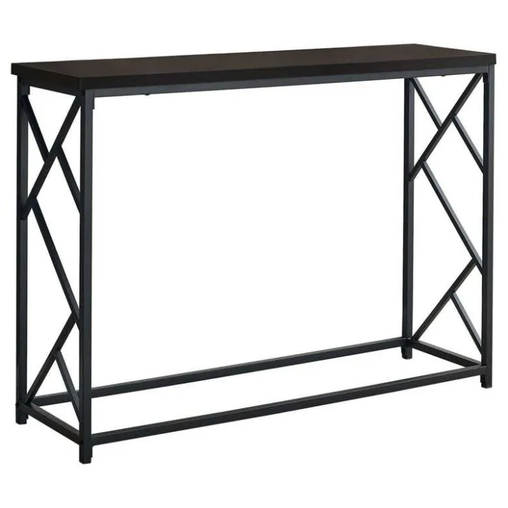 Monarch Accent table - 44"l / / black metal hall console - Espresso