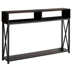 Monarch Accent table - 48"l / / black metal hall console - Espresso Discount