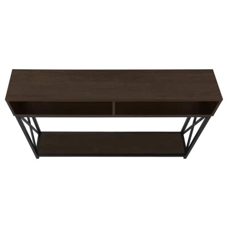 Monarch Accent table - 48"l / / black metal hall console - Espresso Discount