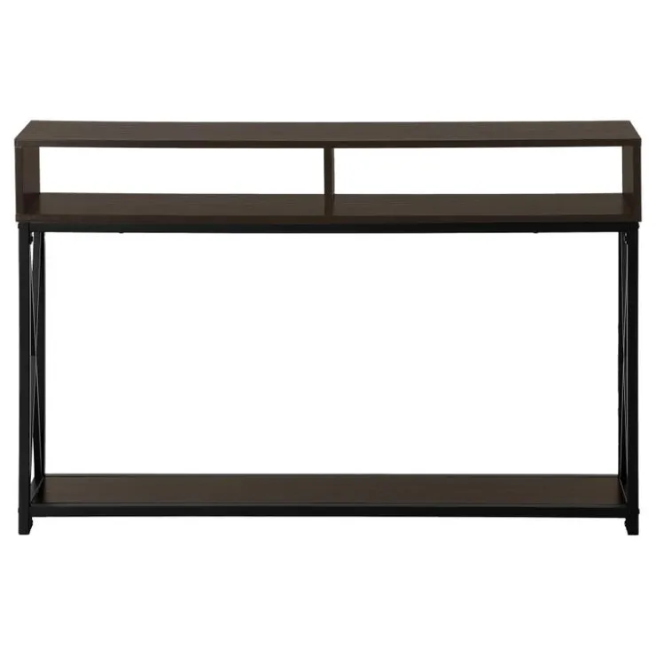 Monarch Accent table - 48"l / / black metal hall console - Espresso Discount