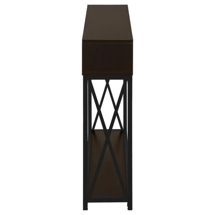 Monarch Accent table - 48"l / / black metal hall console - Espresso Discount