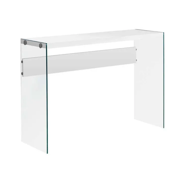 Monarch Accent table - 44"l / glossy / tempered glass - White Best