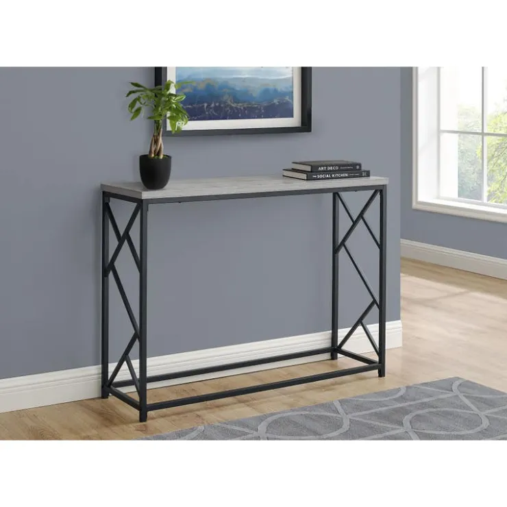 Monarch Accent table - 44"l / / black metal hall console - Grey