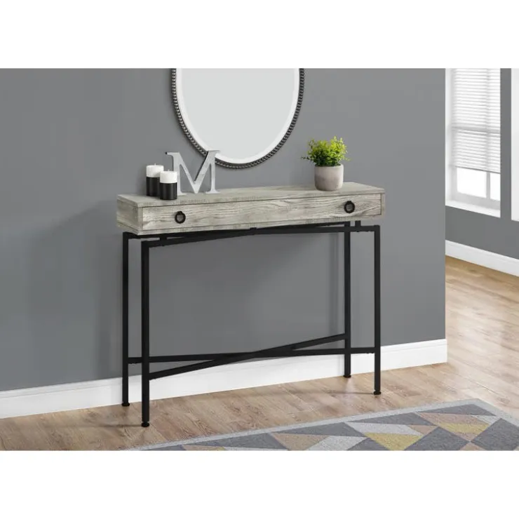 Monarch Accent table - 42"l / reclaimed wood / black console - Grey Best