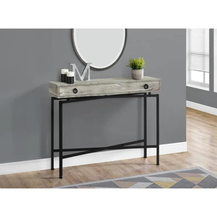 Monarch Accent table - 42"l / reclaimed wood / black console - Grey Best