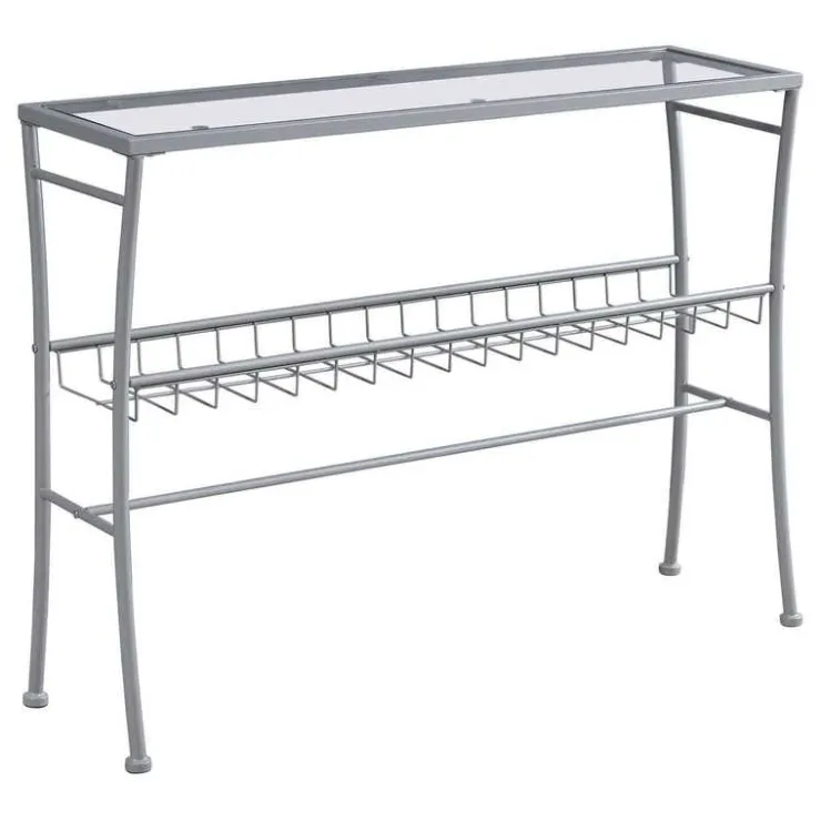 Monarch Accent table - 42"l / /tempered glass hall console - Silver