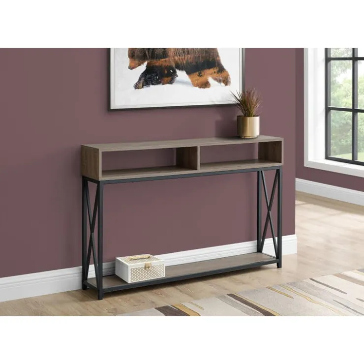Monarch Accent table - 48"l / taupe / black metal hall console - Dark Taupe Best