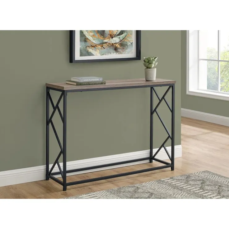 Monarch Accent table - 44"l / taupe / black metal hall console - Dark Taupe Best