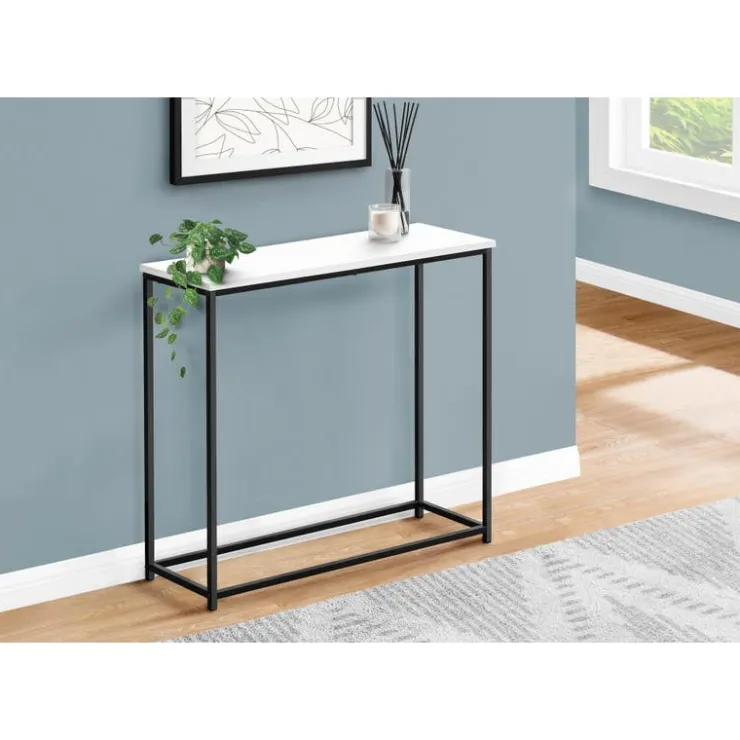 Monarch Accent table - 32"l / / black metal console - White Outlet