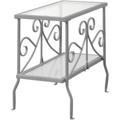 Monarch Accent table - metal with tempered glass - Silver Outlet
