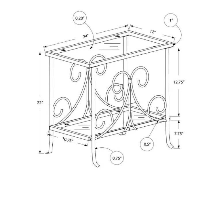 Monarch Accent table - metal with tempered glass - Silver Outlet
