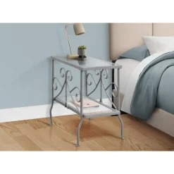 Monarch Accent table - metal with tempered glass - Silver Outlet