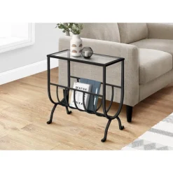 Monarch Accent table - stardust metal with tempered glass - Brown