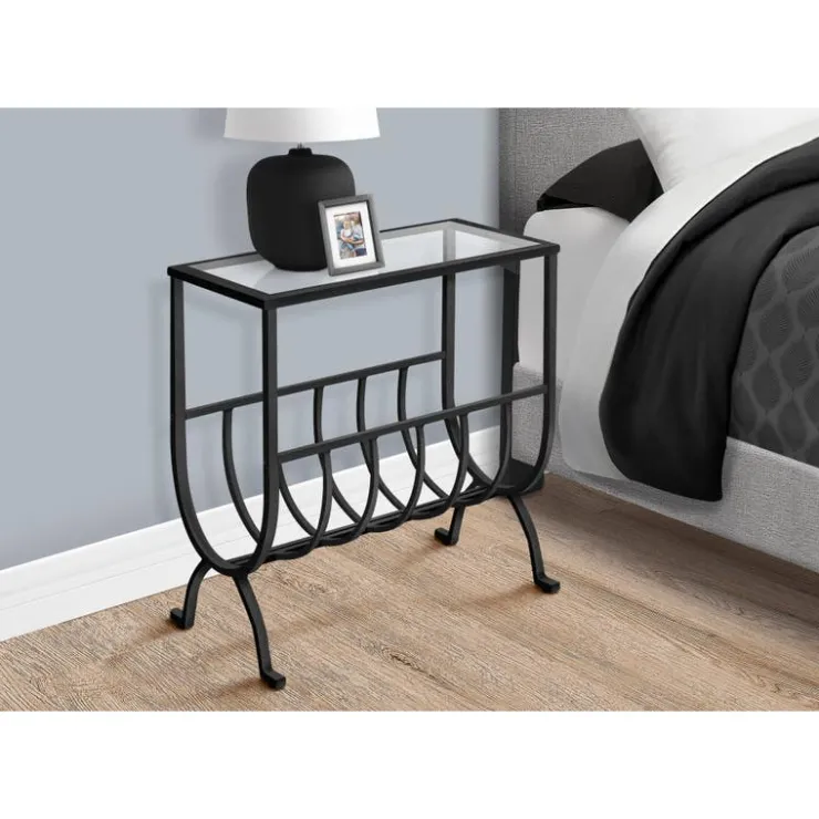 Monarch Accent table - stardust metal with tempered glass - Brown