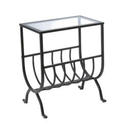 Monarch Accent table - stardust metal with tempered glass - Brown