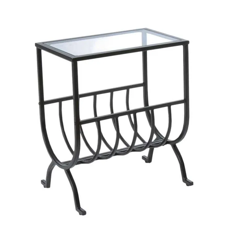 Monarch Accent table - stardust metal with tempered glass - Brown
