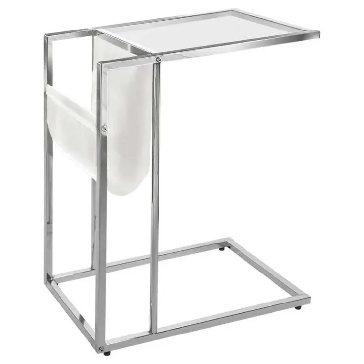 Monarch Accent table - / chrome metal with a magazine rack - White Hot