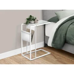 Monarch Accent table - / metal with a magazine rack - White