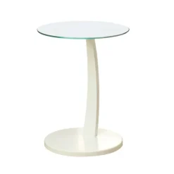 Monarch Accent table - bentwood with tempered glass - White Hot