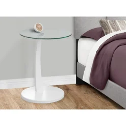 Monarch Accent table - bentwood with tempered glass - White Hot