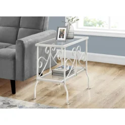 Monarch Accent table - metal with tempered glass - White New