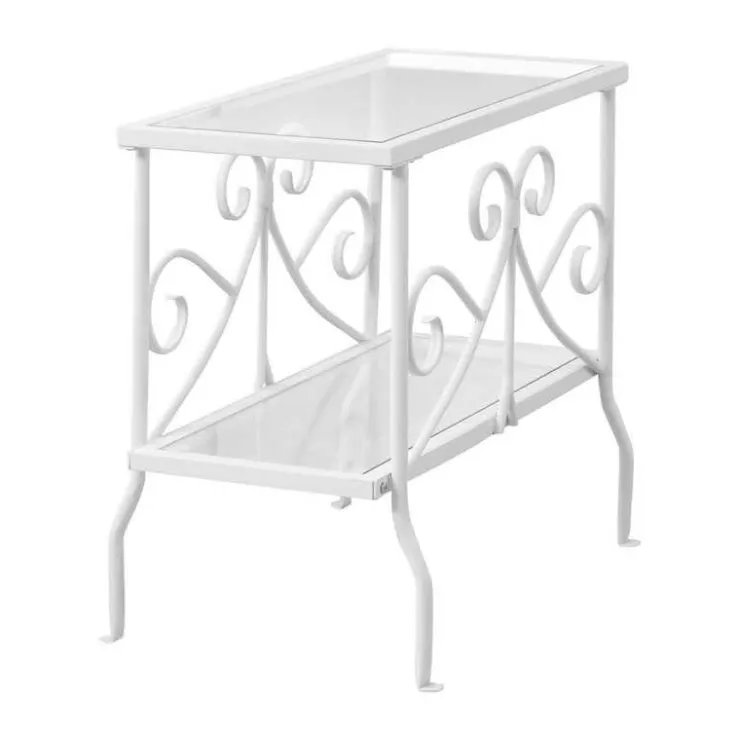 Monarch Accent table - metal with tempered glass - White New