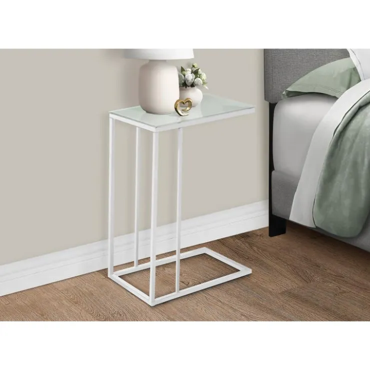 Monarch Accent table - metal with frosted tempered glass - White Online