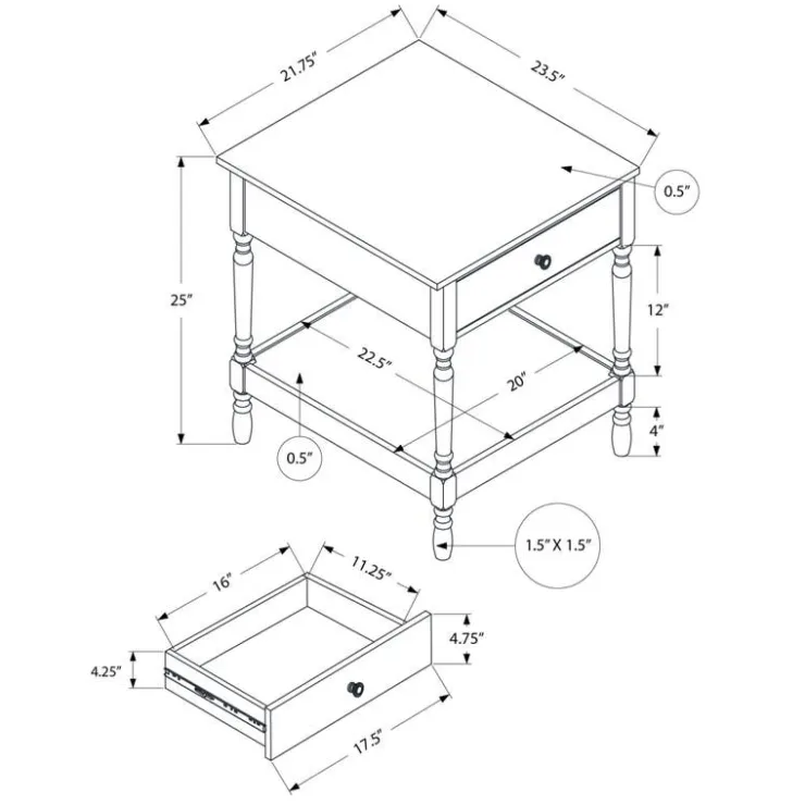 Monarch Accent table 25"h - Walnut Clearance